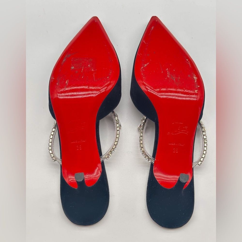 Christian Louboutin Planet Queen 70 Velvet Crystal Embellished Mules 70mm EU 39 - Picture 6 of 14